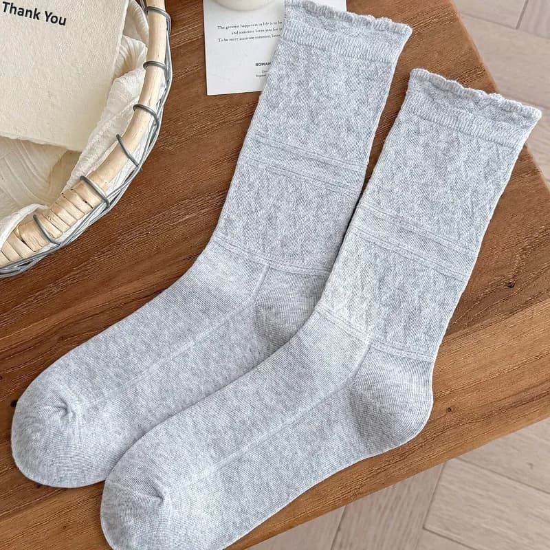 Women's White Cotton Lace Casual Socks