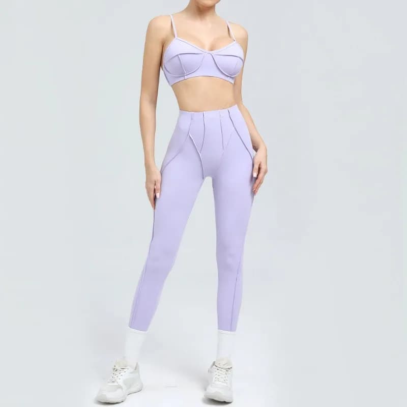 High Waist Leggings and Open Back Sports Bra Set