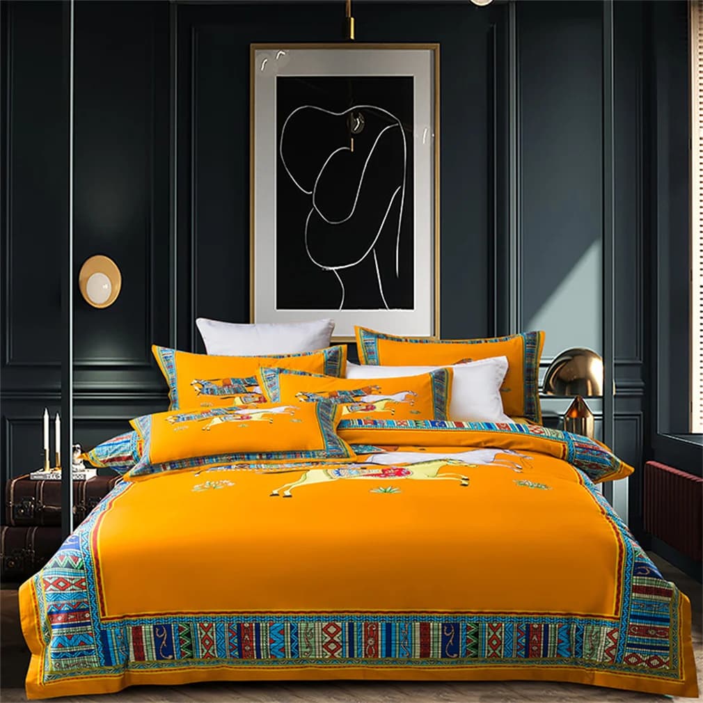 Microfiber Embroidery Bedding Set with Duvet Cover