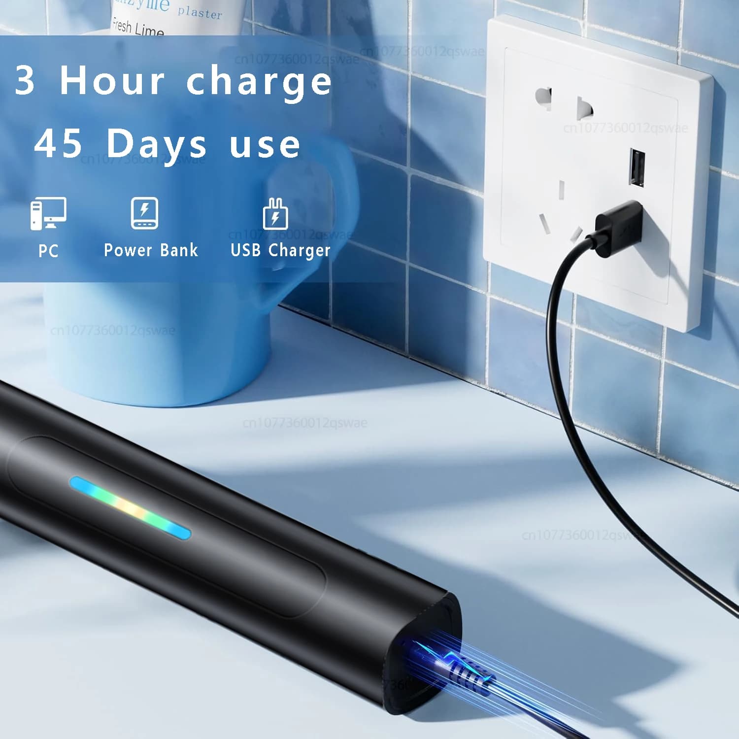 Electric Toothbrush 5 Modes Waterproof Rotary