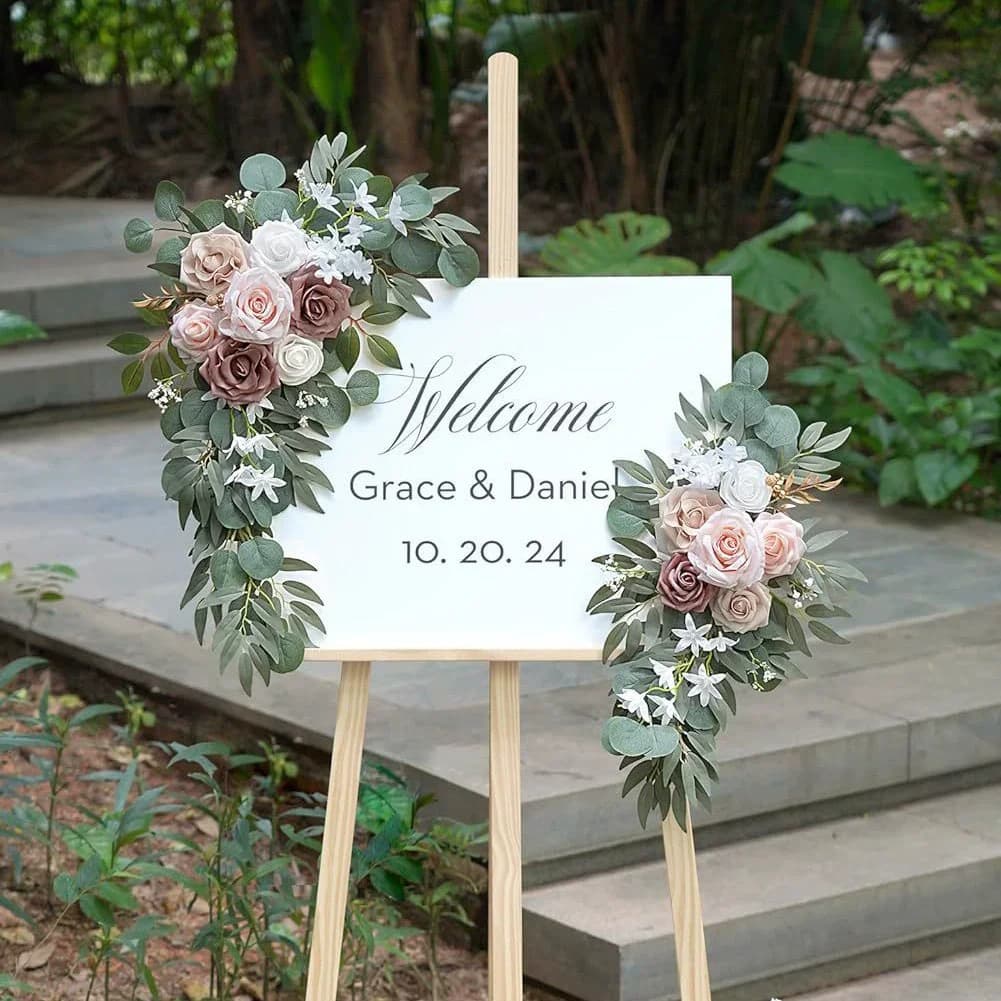 Boho Arch Flowers Kit Dusty Rose Blue Eucalyptus