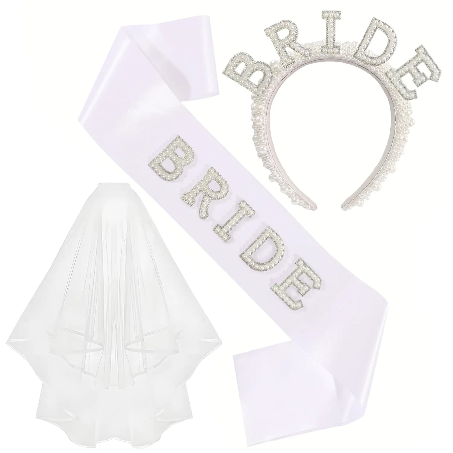 Bride To Be Tiara Crown Sash Veil Set