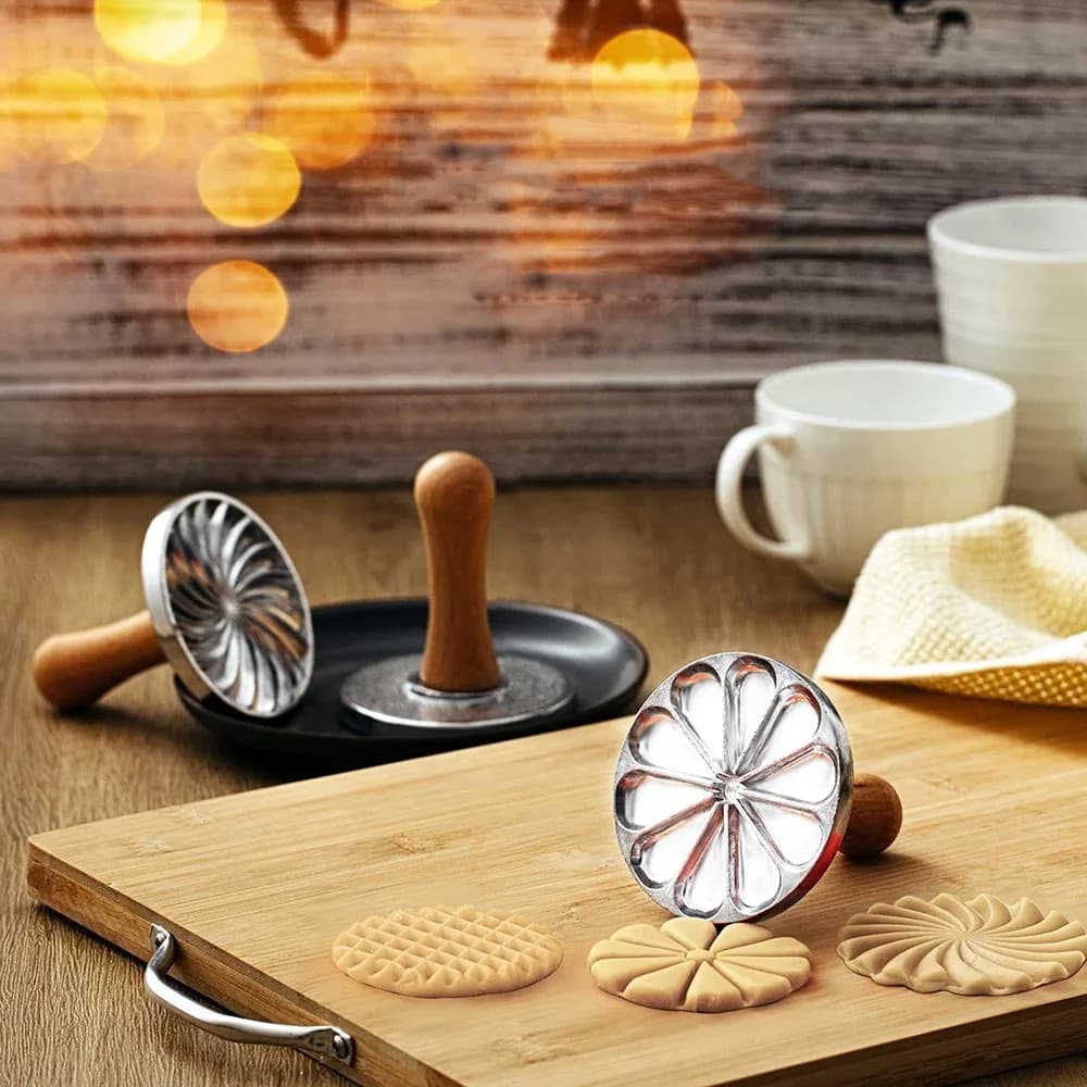Wooden Handle Cookie Press Mold