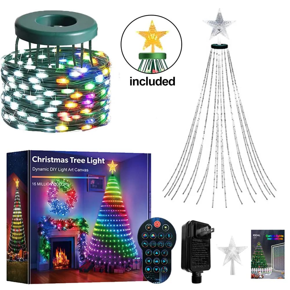 Smart RGBIC Christmas Tree Lights with Star Topper