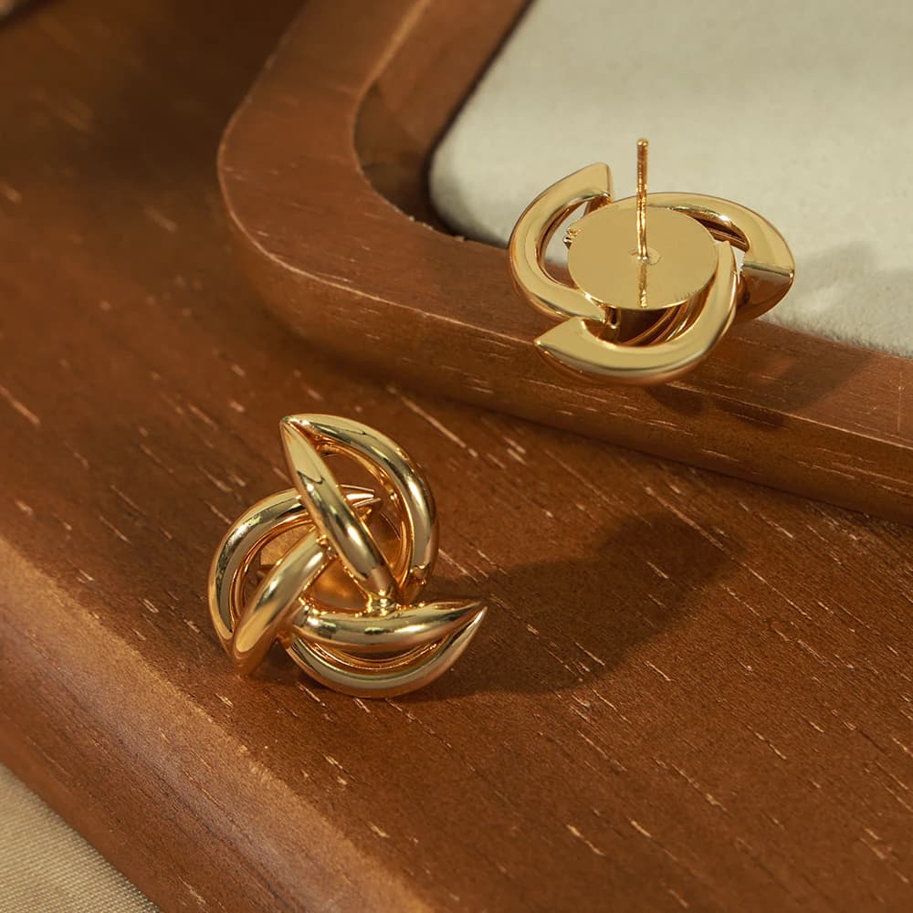 Small Metal Knot Twist Stud Earrings
