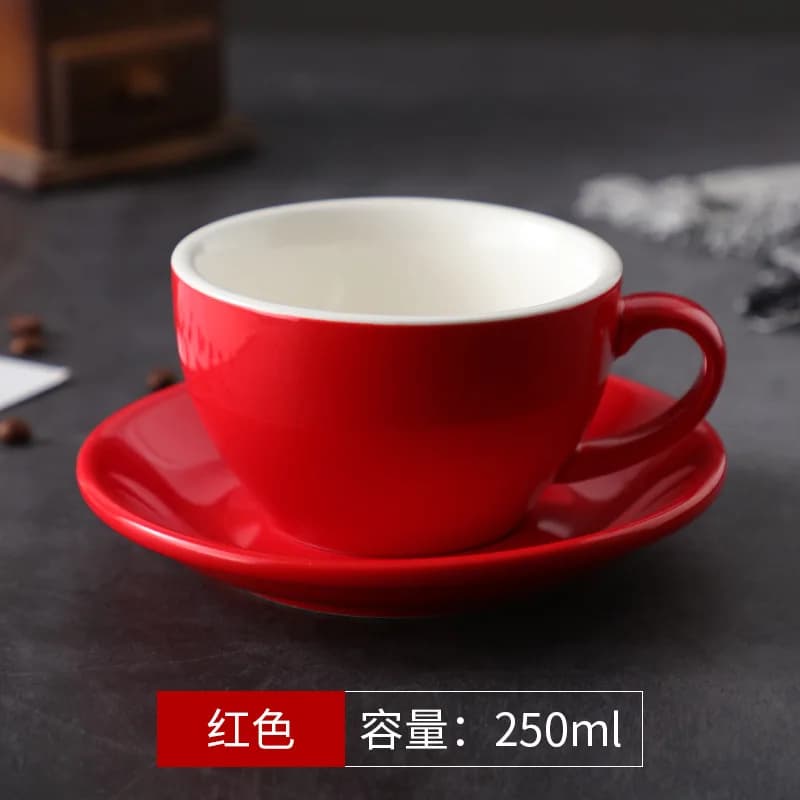 250ml Thickened Cup Large Capacity Creative Latte Art Cup Retro Colored Coffee Cup Afternoon Tea Dessert Tea Mug Home Decoration