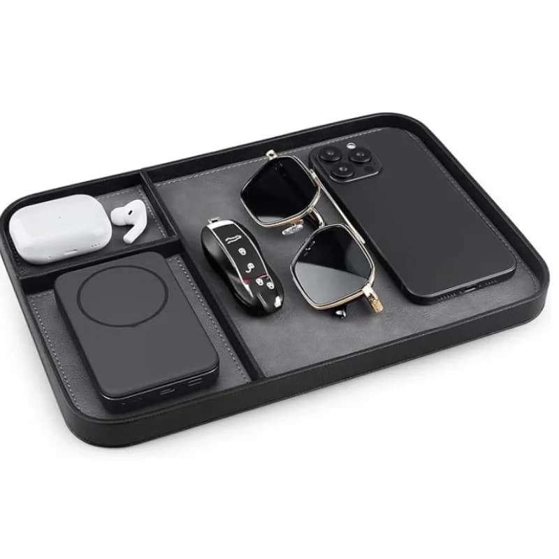 PU Leather Nightstand Organizer Tray