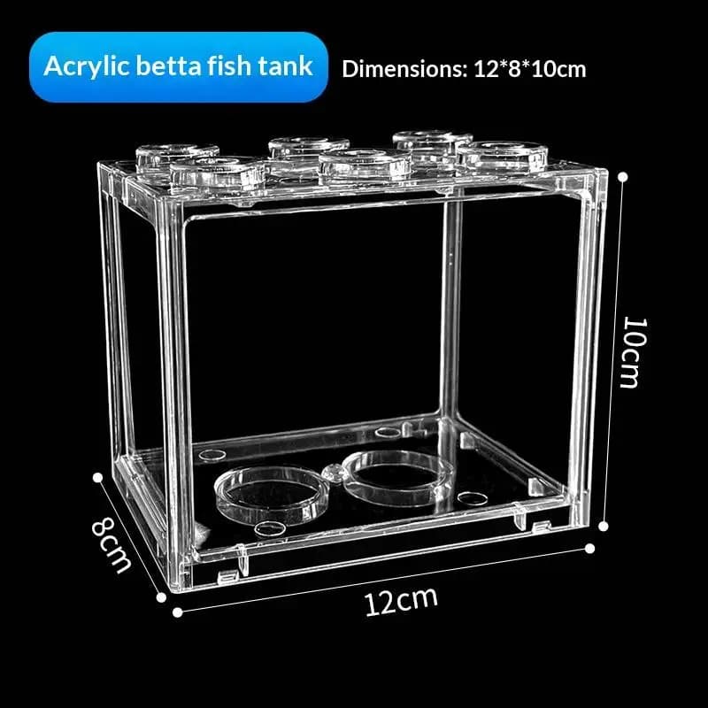 .New.Aquarium Mini Acrylic Fish Tank Reptile Pet Box Stackable Aquarium Cylinder Landscape Seaweed For Home Office Decoration