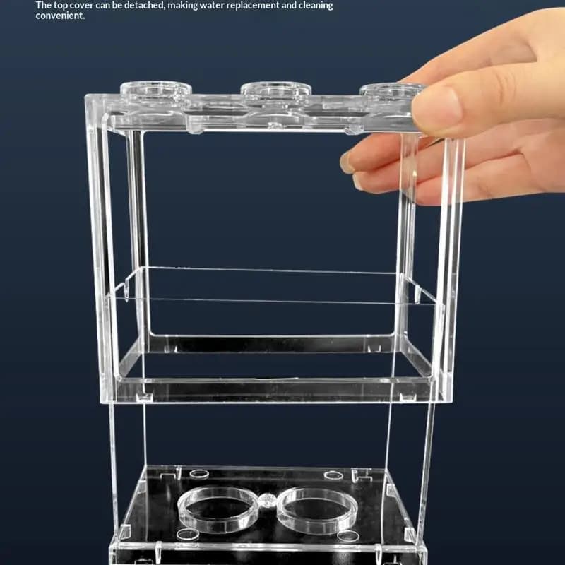 .New.Aquarium Mini Acrylic Fish Tank Reptile Pet Box Stackable Aquarium Cylinder Landscape Seaweed For Home Office Decoration