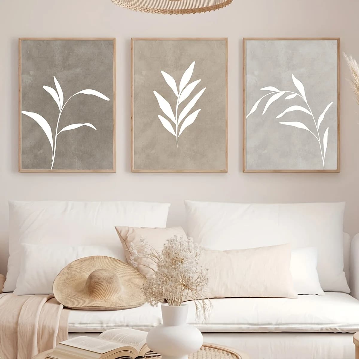 Minimalist Boho Fern Canvas Posters Set of 3