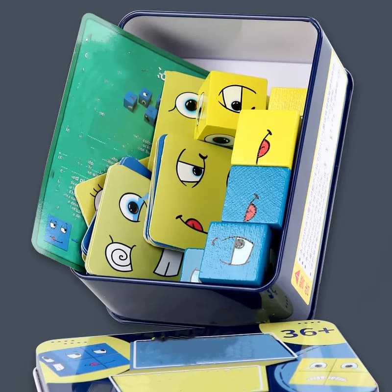 Cube Face Change Wooden Building Blocks Puzzle