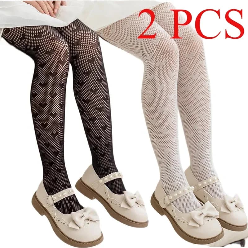 Kids Dance Tights Black White Pantyhose