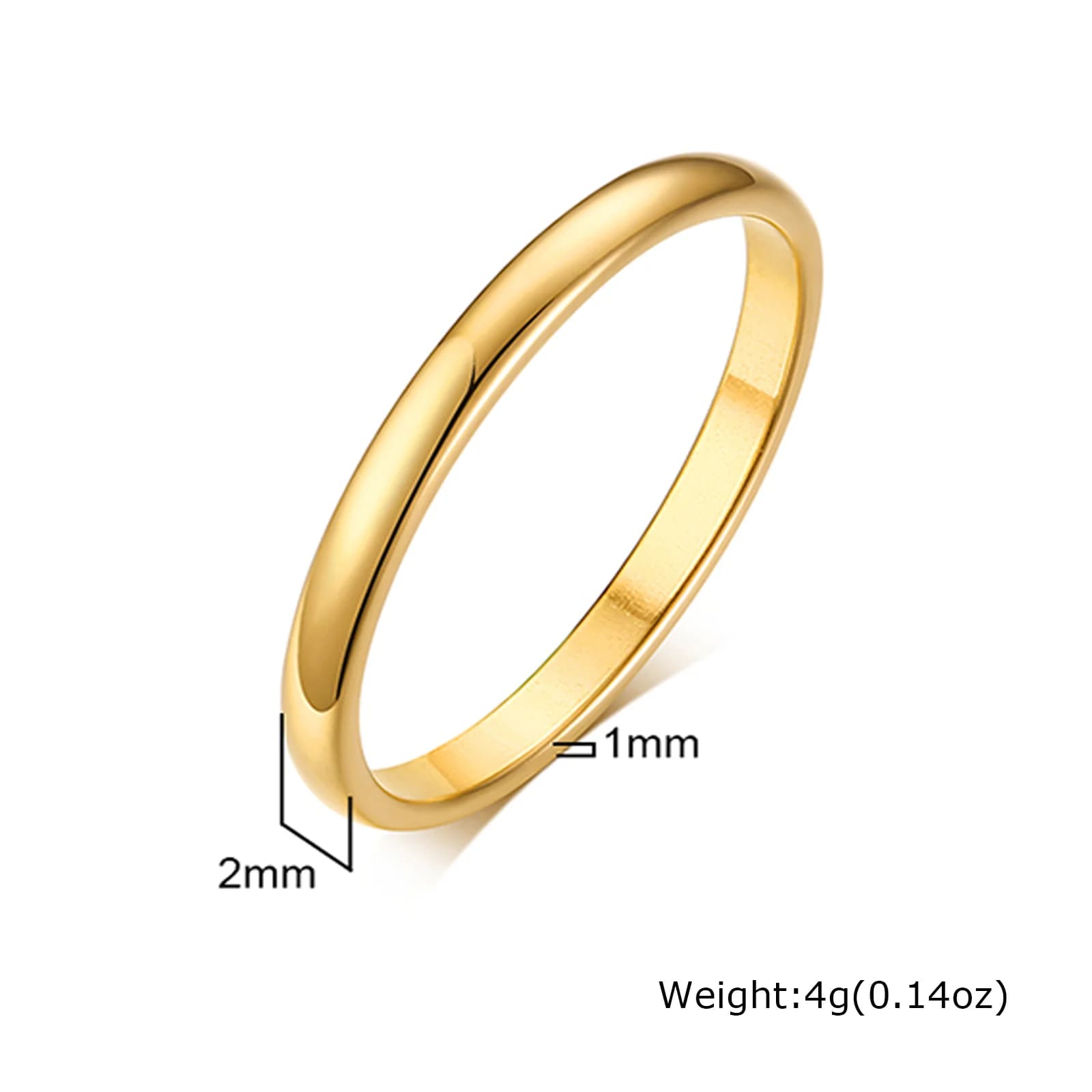 Gold-Tone Stainless Steel Wedding Band Ring