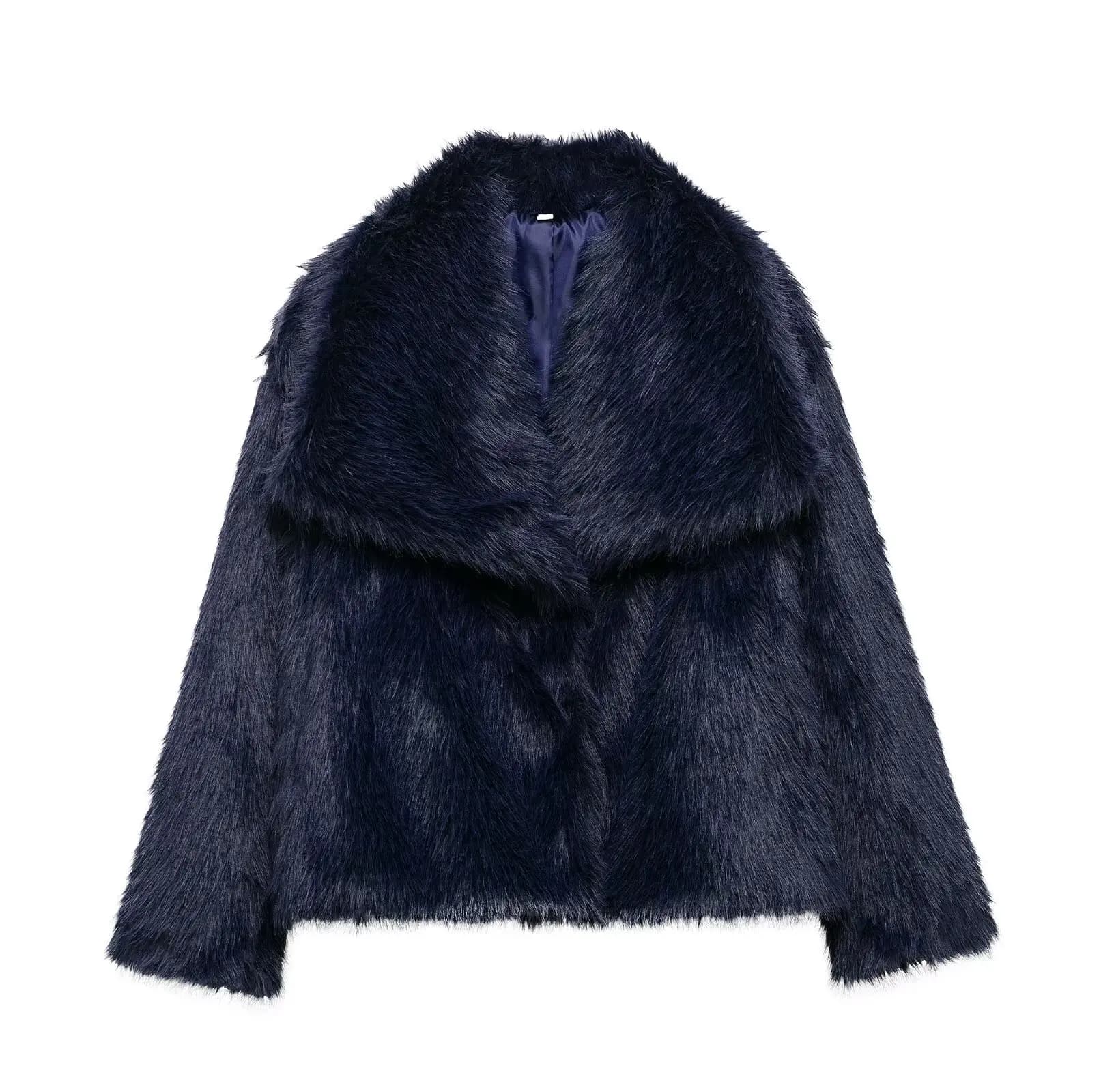 Women's Cropped Faux Fur Cardigan Coat
