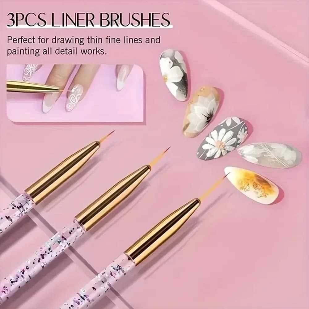 Nail Art Brush Kit for Nail Painting, Floral Carving, Gem Placement, Gel Application, Color Blending, and Line Work.
