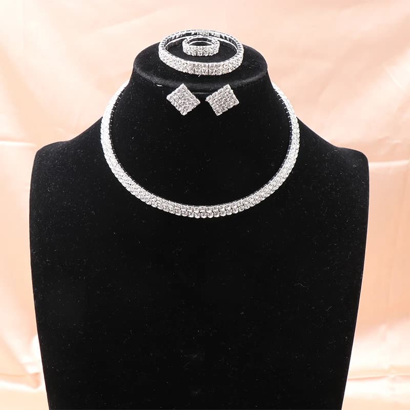 4Pcs/set Bridal Jewelry Set Necklace Bracelets Ring Earrings Set Super Gorgeous Luxury Shiny Fashion Jewelry Party Gift
