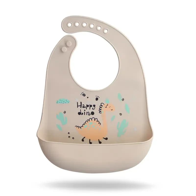 Silicone Waterproof Baby Bib Dinosaur Print