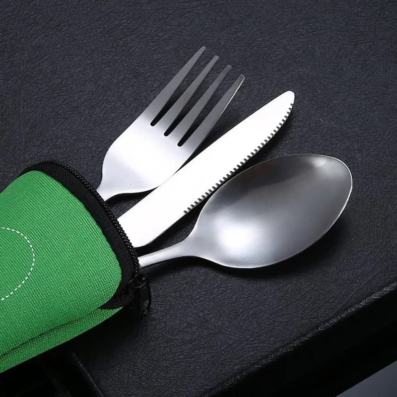 Portable Dinnerware Set with Stainless Steel Cutlery