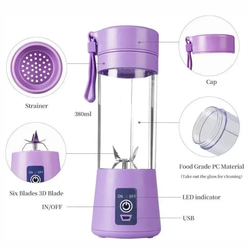 Portable Rechargeable Handheld Blender Mini Fruit Juicer Cup Electric Travel Mixer for Smoothies Milkshakes