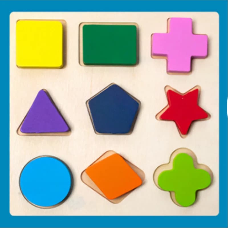 Wooden Geometric Blocks Shape Sorting Puzzle