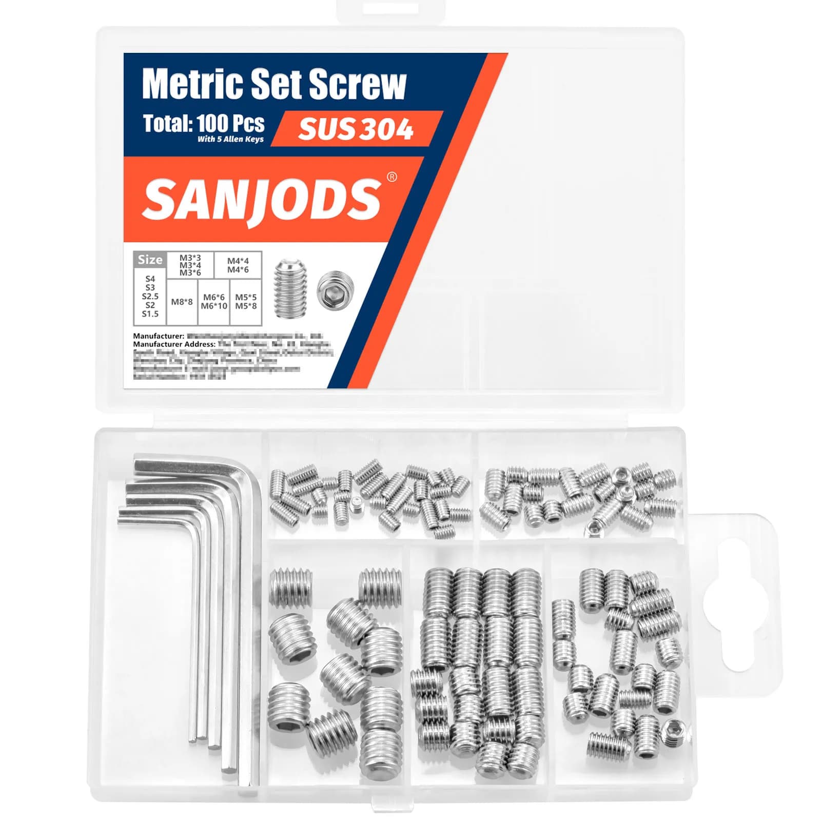 Set Screws Assortment Kit M3-M8 with Allen Keys