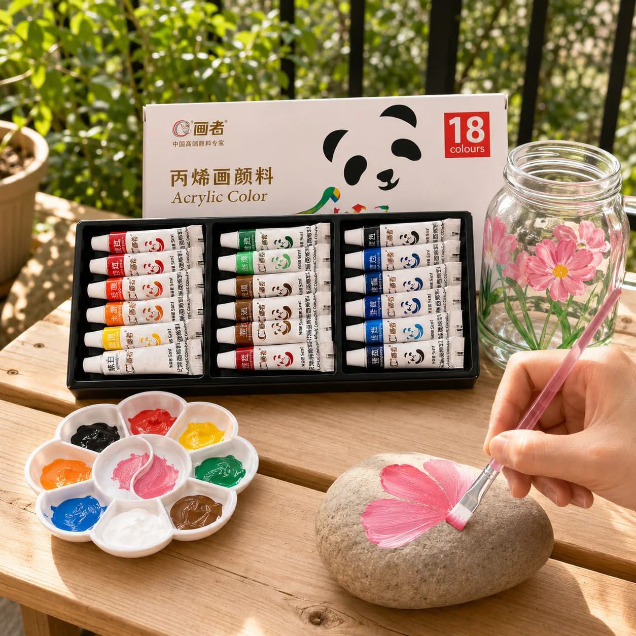 Acrylic Paint Set with Brushes and Palette