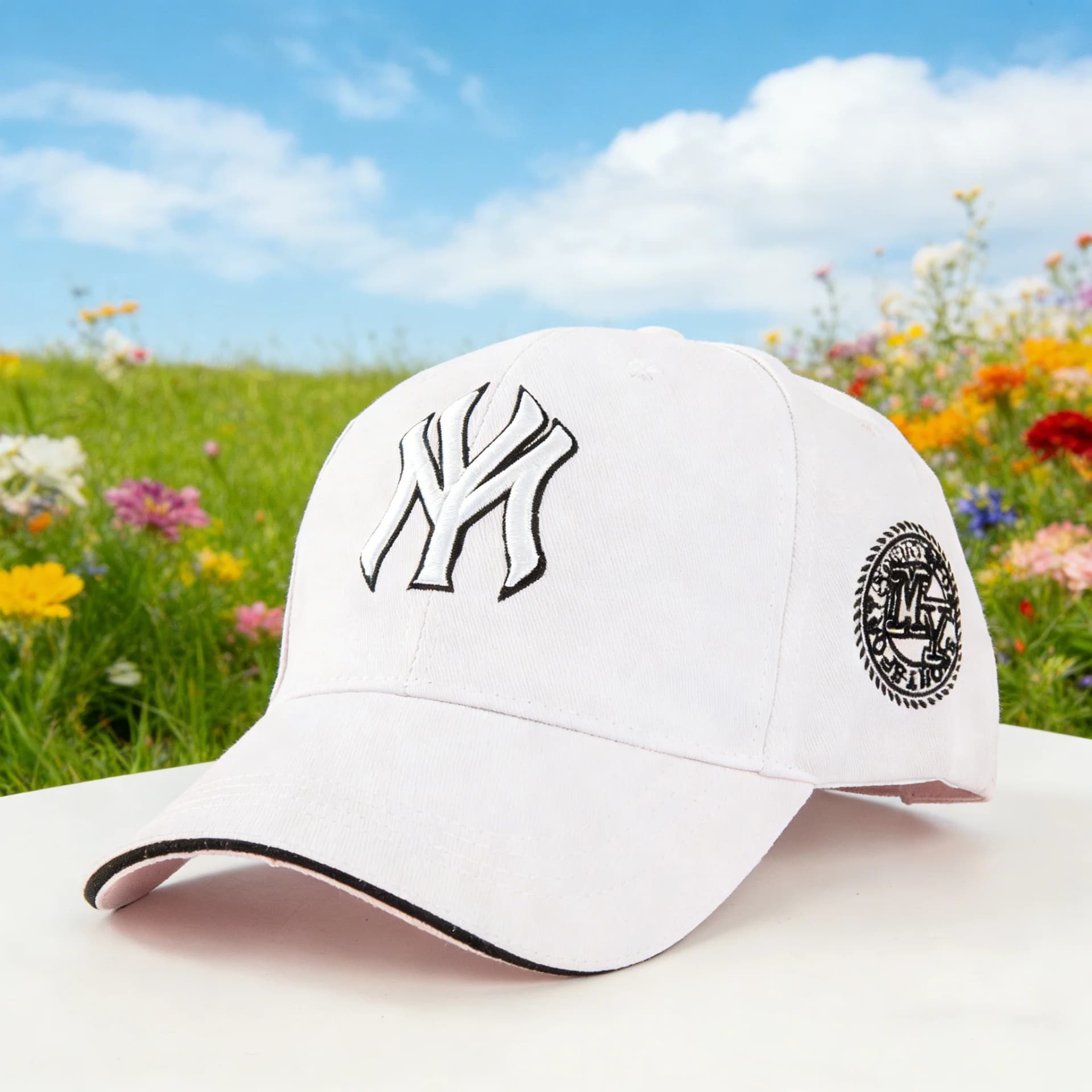 Classic Baseball Cap with Retro Badges