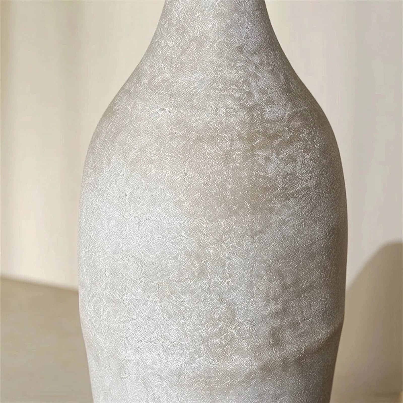 Rustic Tall Floor Vase with Narrow Neck