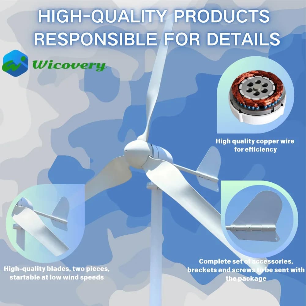 Horizontal Wind Turbine Generator for Home Use 10KW 5000W 5KW with 12V 24V 48V Output Free Energy Magnetic PMG Low Speed