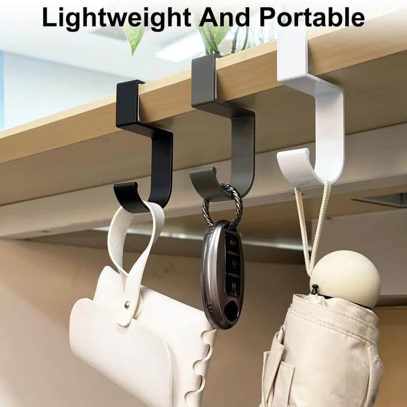 Desk Hook Organizer Anti-Slip Design Sleek Black White for Office Student Desk Organization Bag Storage Utility Hooks