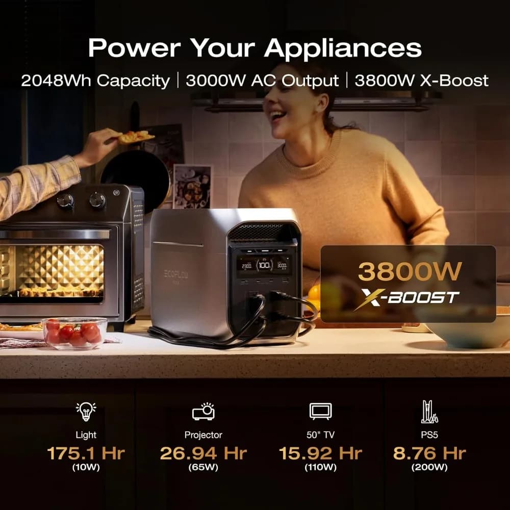 DELTA 3 Max Plus Portable Power Station 2048Wh 3000W Output Solar Generator for Home Backup Outdoor Camping Emergency