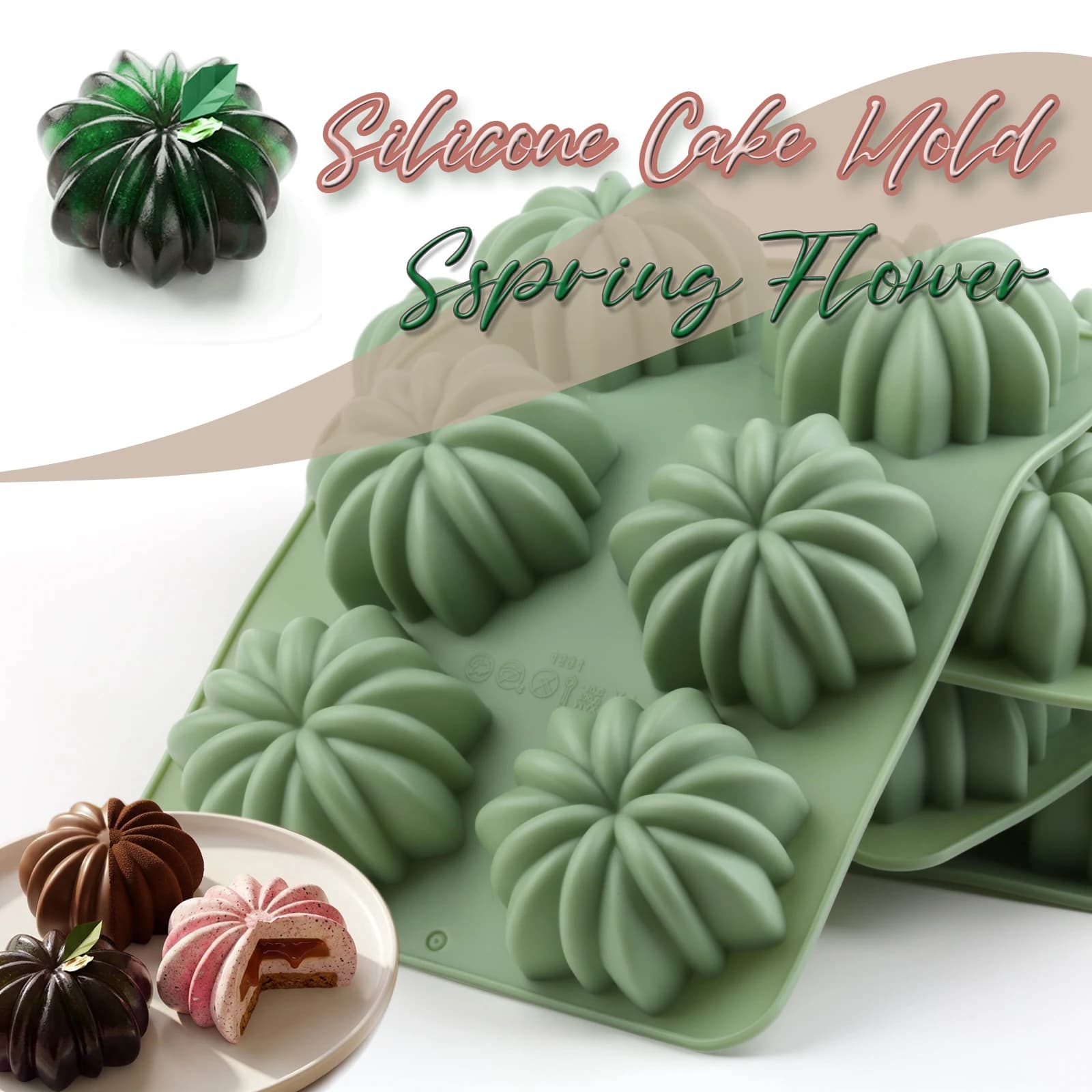Silicone Flower Baking Mold, 6-Cavity