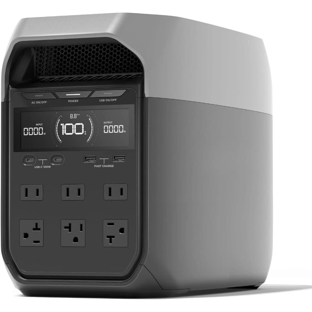 Delta 3 1024Wh 1800W Portable Power Station, LiFePO4 Battery, 56 Min Full Charge, 1800W AC/100W USB-C, Solar Generator for