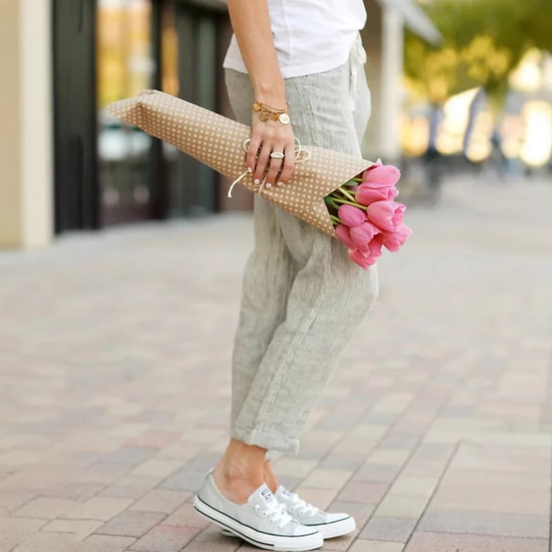 Khaki Cropped Straight Leg Pants