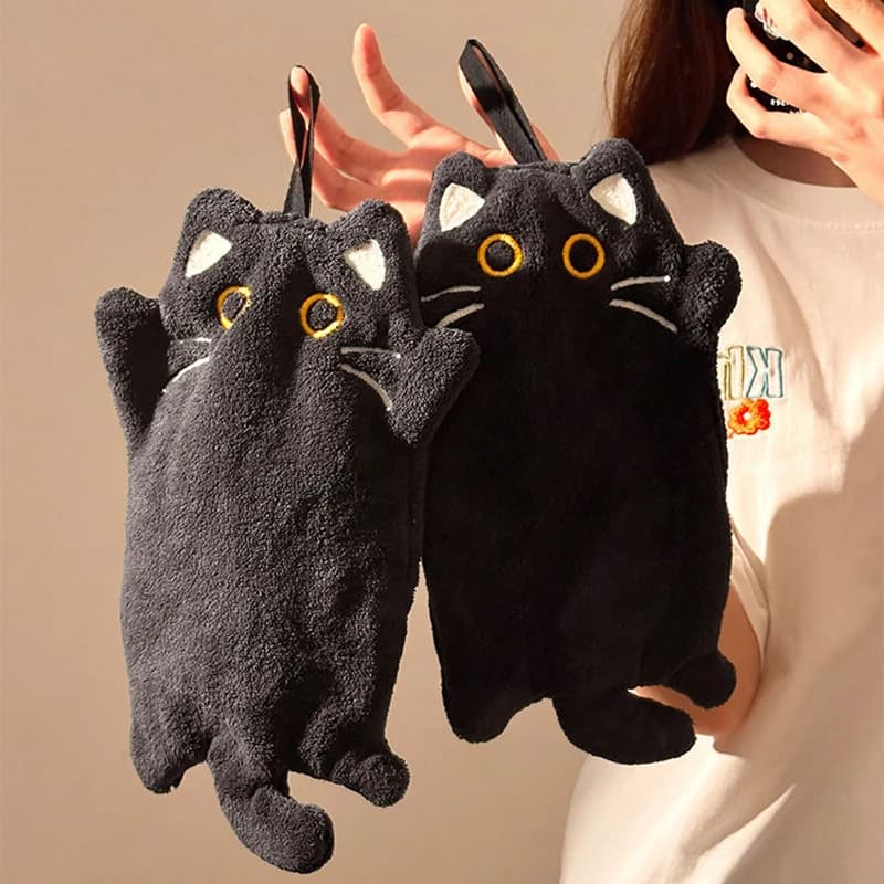 Cute Cat Cartoon Hand Towel