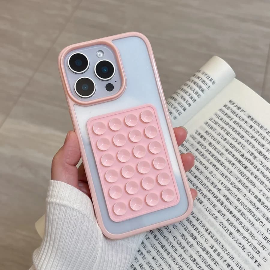 3D Suction Cup Airbag Phone Case For iPhone 17 16 15 14 13 12 11 Pro Max XR X XS 7 8 Plus Clear Candy Shockproof Bumper Cover
