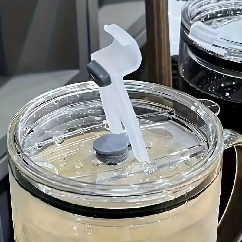 Large Glass Water Cup with Lid and Straw