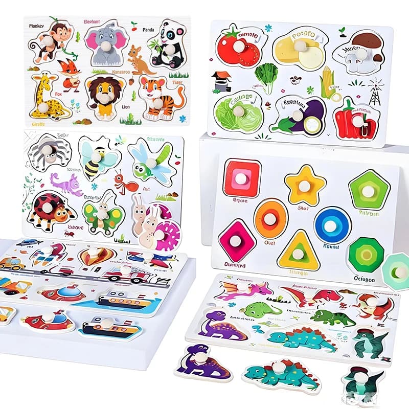 Wooden Peg Puzzles for Toddlers