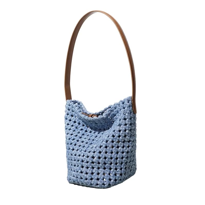 Women's Handwoven Hollow-Out Bucket Bag with Large Capacity Urban Daily Commute Versatile Minimalist