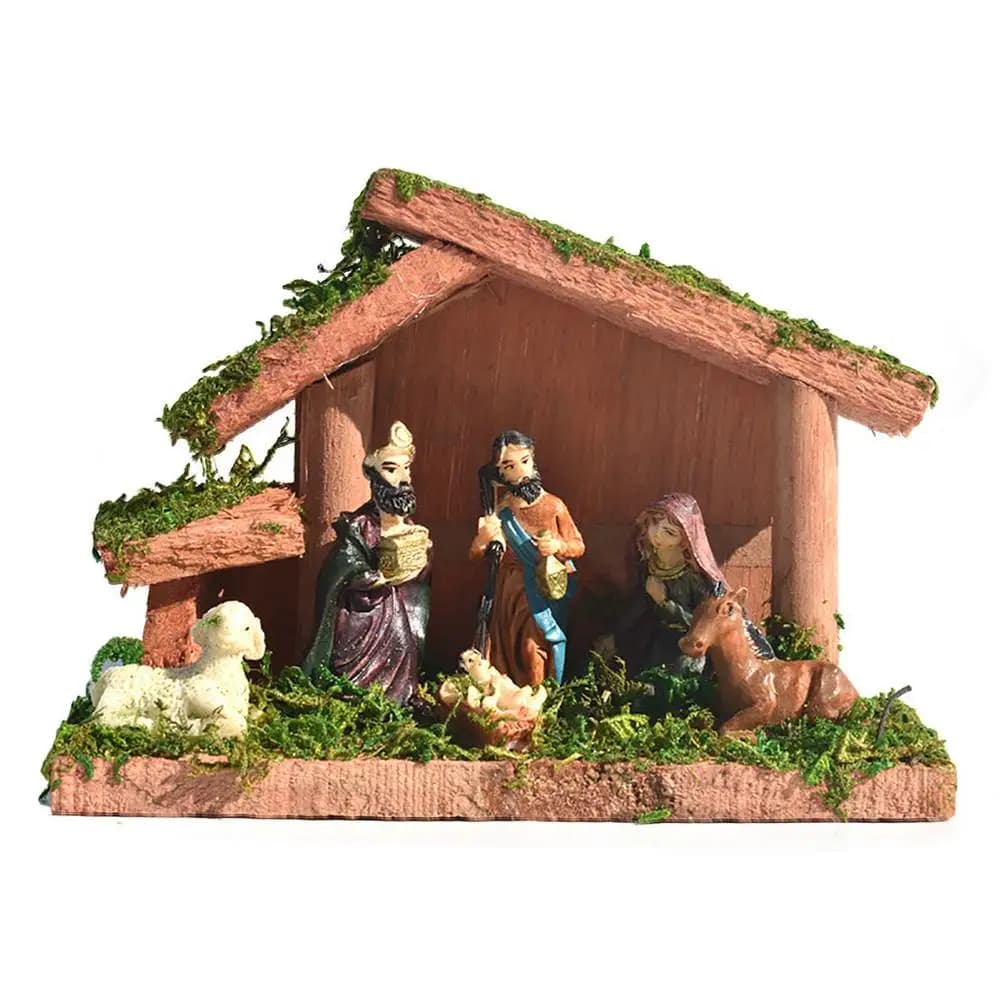 Hand-Painted Wooden Nativity Scene Ornament