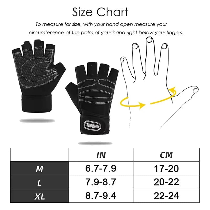Half Finger Workout Gloves with Wrist Wrap