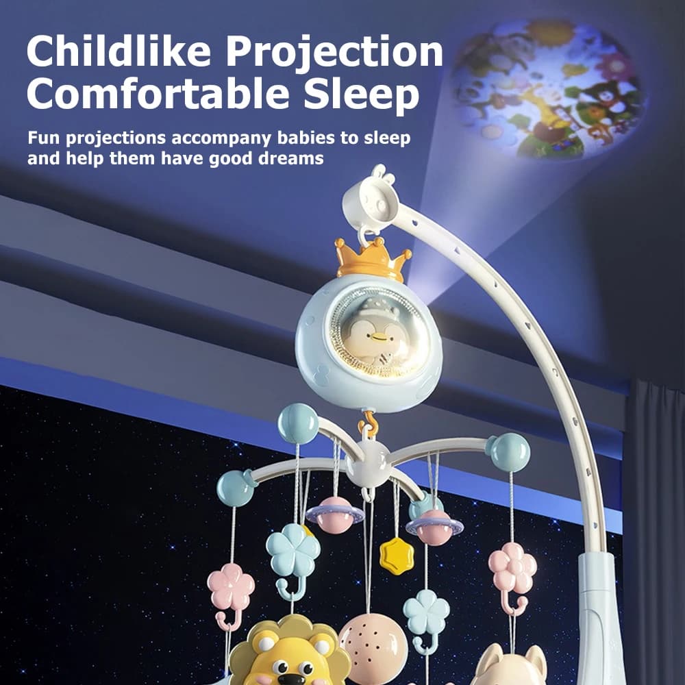 ​Baby Crib Mobile with Projector and Night Light, Remote Control Musical Rotating Toy with Soothing Lullabies for Newborns