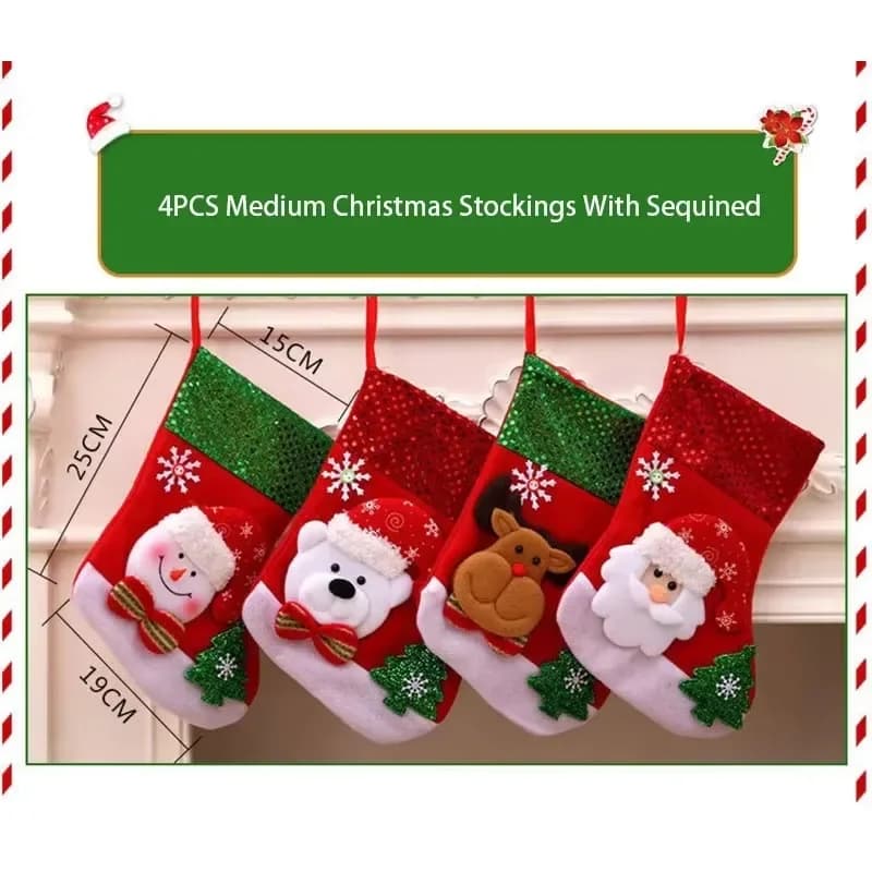 Christmas Stockings and Holiday Ornaments Set