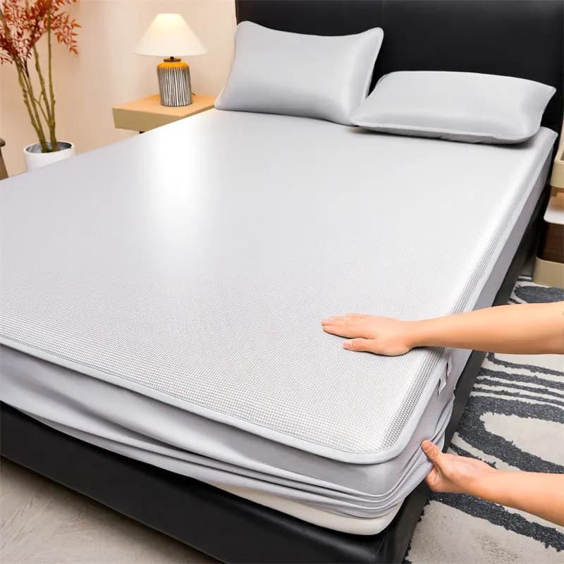 Blue Cooling Bedsheet Set with Pillowcase