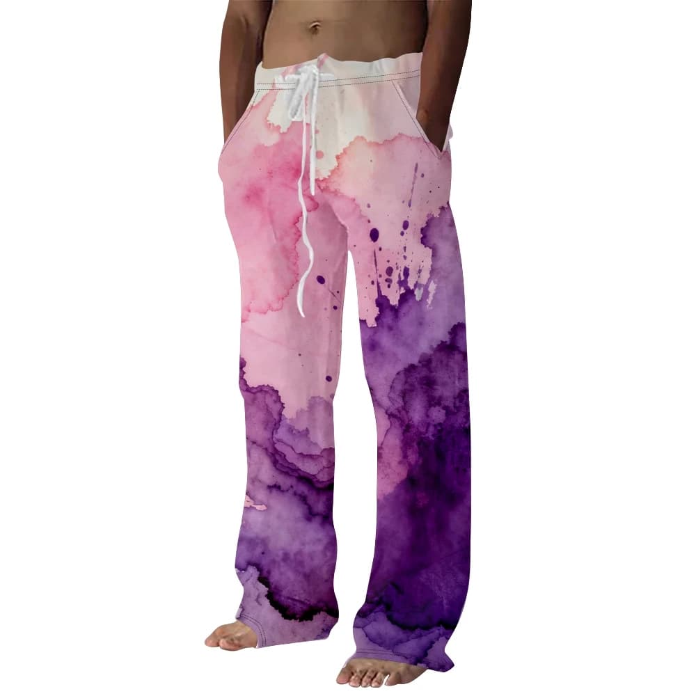 Men's Tie-Dye Wide Leg Lounge Pants