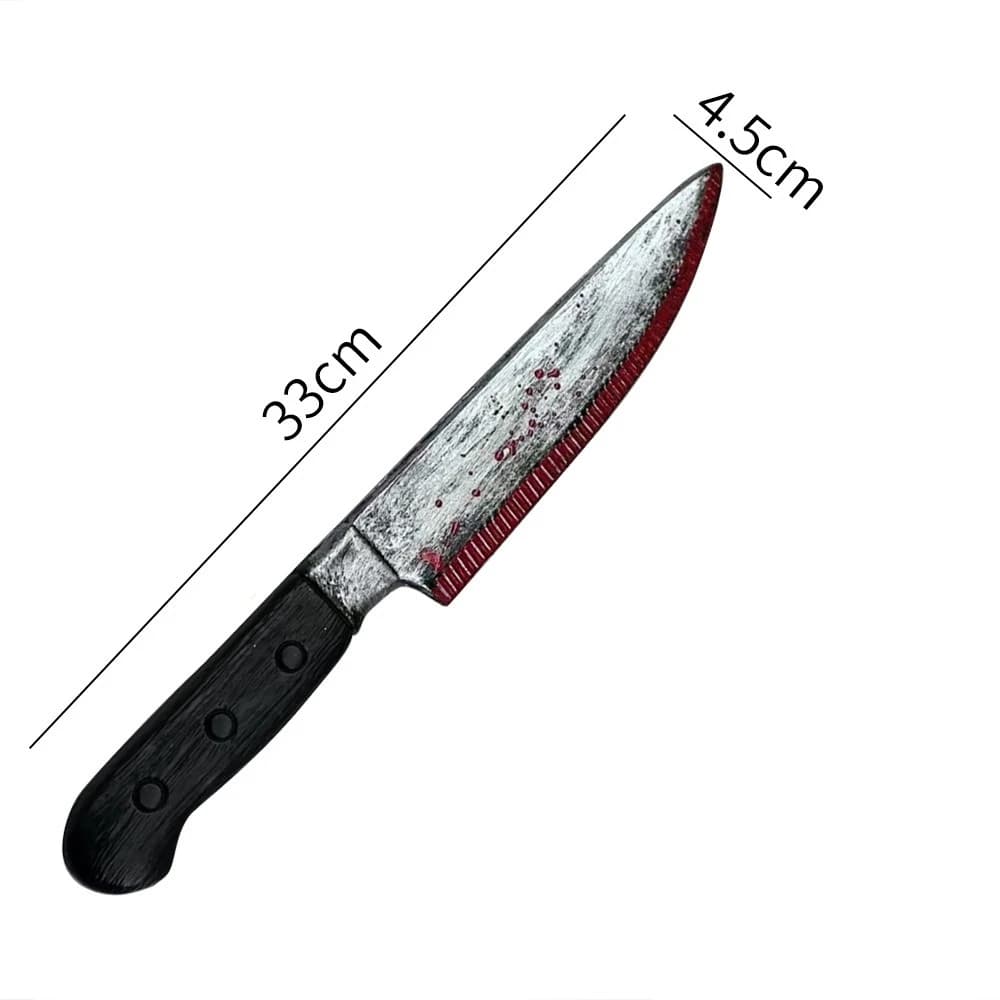 Halloween realistic props - blood-spreading axes, chainsaws, plastic knives for costumes, party cosplay props