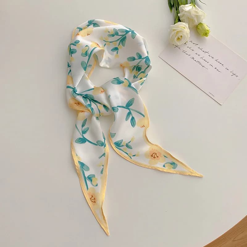 Watercolor Floral Satin Hair Scarf