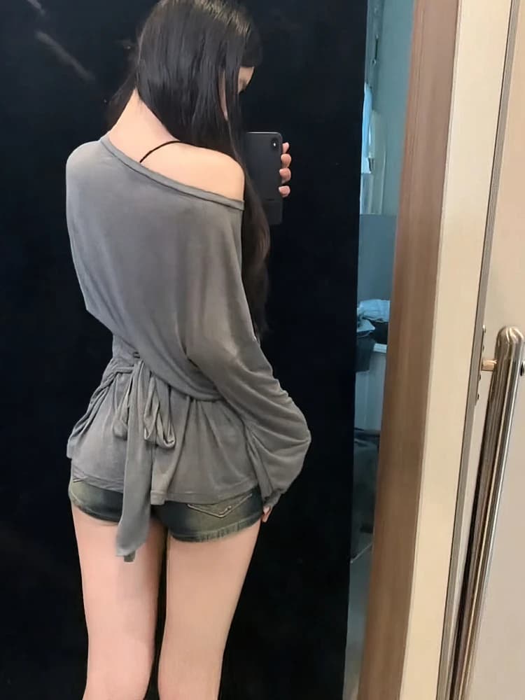 See Through Long Sleeve Oversize T Shirt