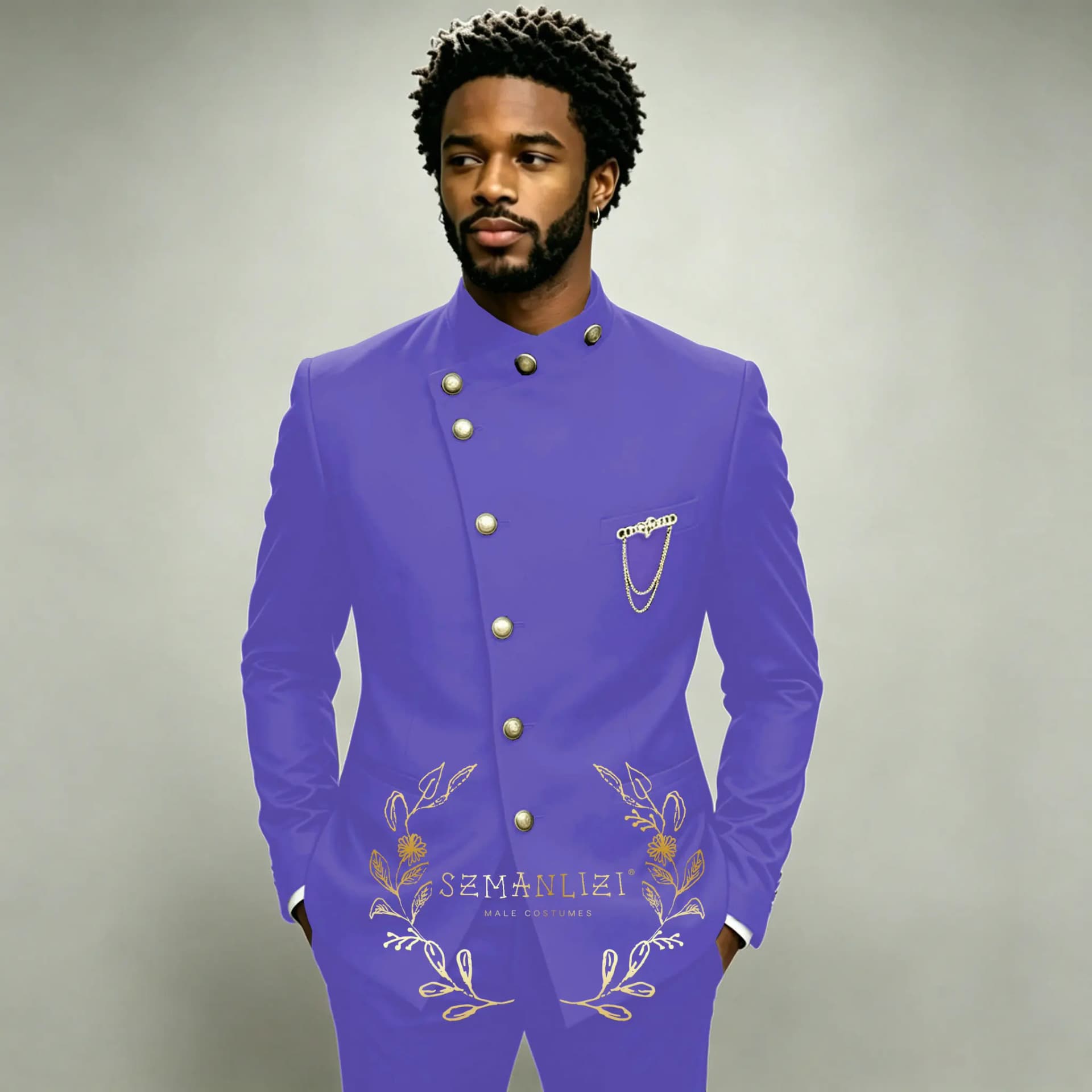 Navy Double Breasted Slim Fit Formal Suit