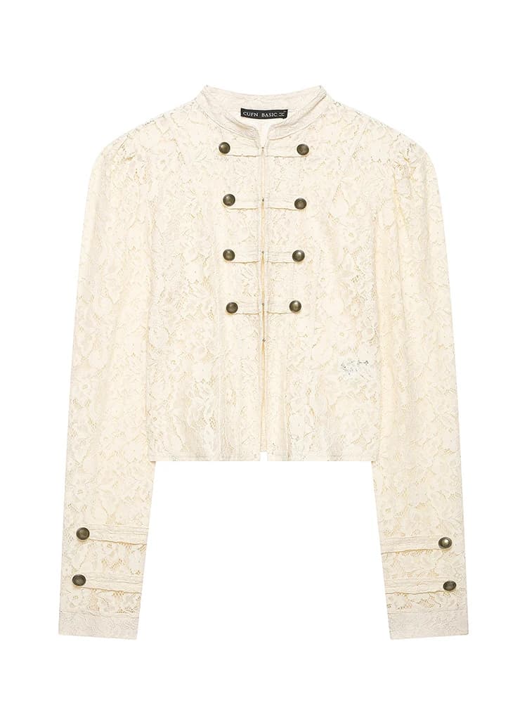 Women's Stand Collar Puff Sleeve Coat